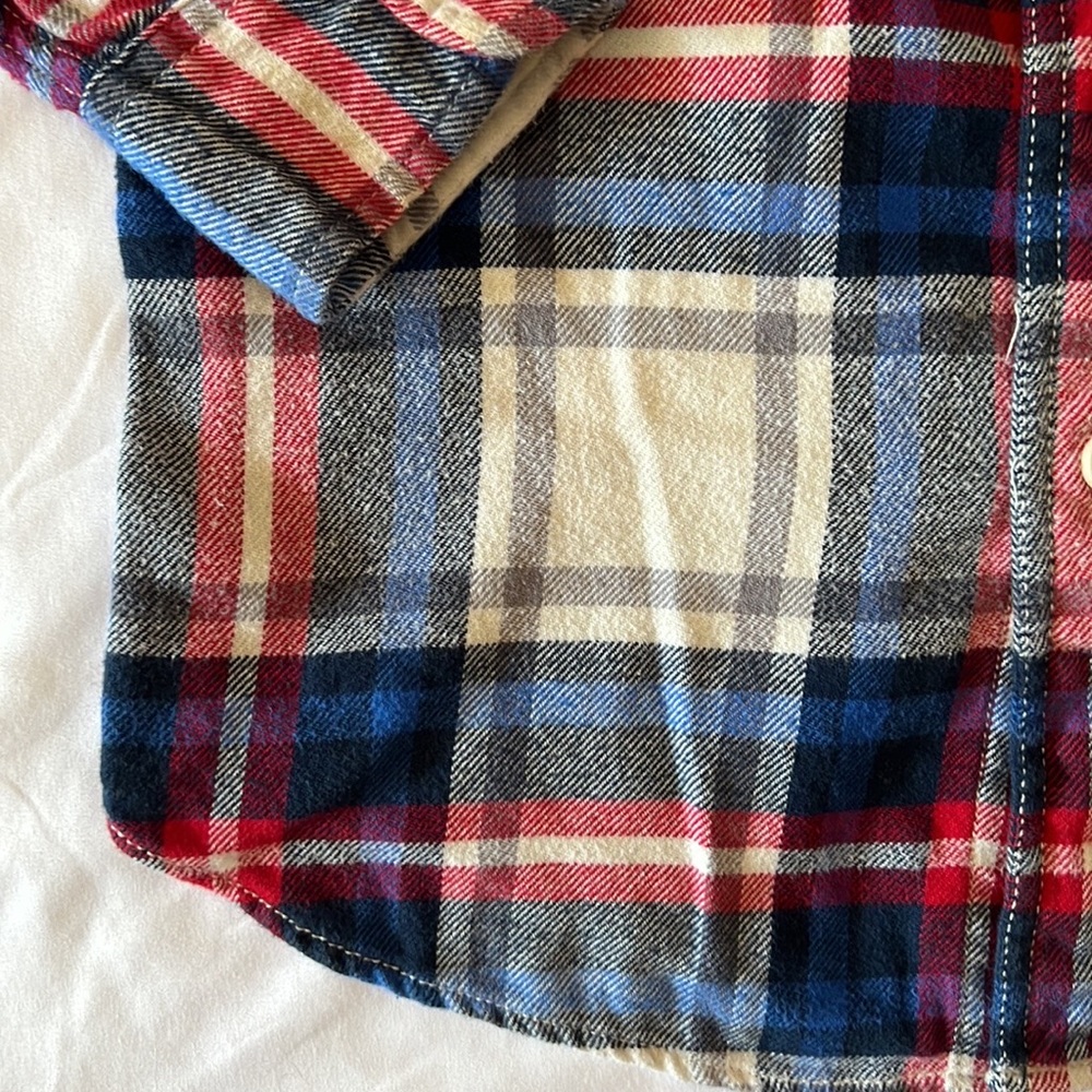 American Eagle Men's Red White Blue Soft Flannel Button Up Shirt Size XSmall - Picture 2 of 4